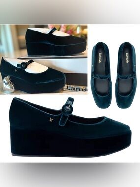 Larroude Blair Flatform In Deepsea Velvet